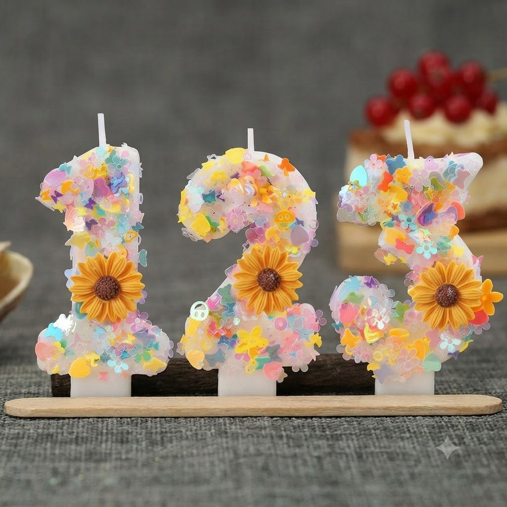 Holiday Candle Set - Świeczki w kształcie słoneczników z cyframi
