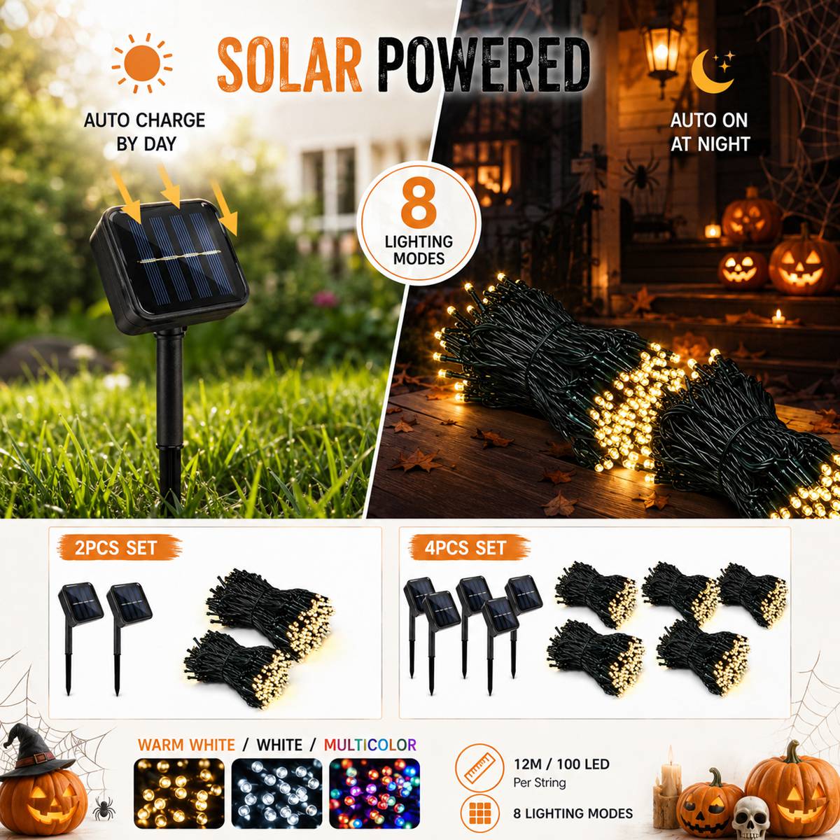 2/4 szt. Halloweenowe solarne  – Christmas Lights Outdoor recenzja i cena